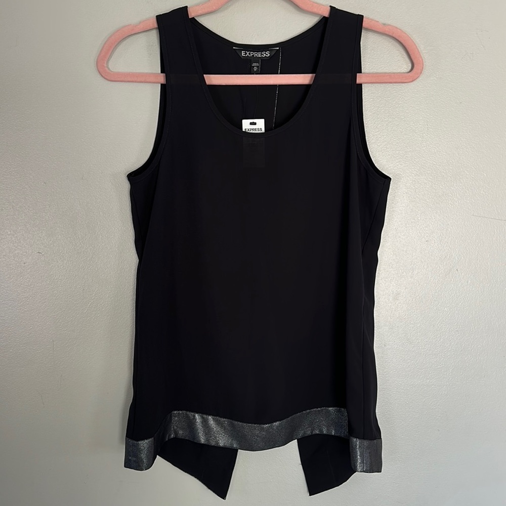 Express Black & Silver Split Back Tank - XS